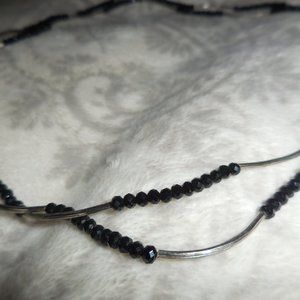 Silver and Black Bead Elasticated Headband
